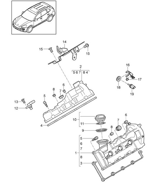 Diagram 103-032 Porsche Cayenne 92A (958) 2010-2017 Engine
