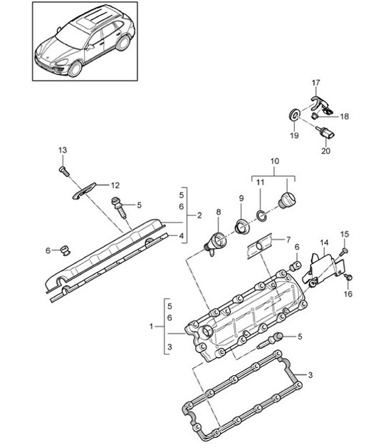 Diagram 103-037 Porsche Cayenne Coupe Turbo S E-Hybrid V8 4.0L 550Hp 