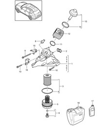 Oil filter/  Console / Oil cooler (Model: 5502) Cayenne 92A (958) 3.6L >>2011 Oil filter/  Console / Oil cooler (Model: 5502) Cayenne 92A (958) 3.6L >>2011