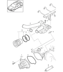 Pompa del liquido di raffreddamento/alloggiamento del termostato (Modello: 4802,4852, CFTB,CFT, CYXA,CYX) Cayenne 92A (958) 4.8L 2011-18