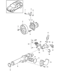 Pompe à liquide de refroidissement / boîtier de thermostat (Modèle : 5502,CEYA) Cayenne 92A (958) 3,6L 2011-18
