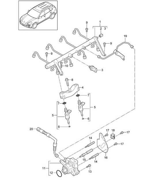 Diagram 107-026 Porsche Cayenne Coupe Turbo S E-Hybrid V8 4.0L 550Hp 