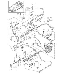 Tuyau de collecte de carburant/conduite de carburant/injecteur haute pression (Modèle : CUDB,CUDC) Cayenne 92A (958) 4,2 L DIESEL 2011-18