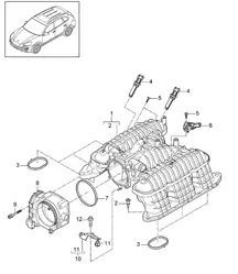 Distributeur d'air d'admission / Adaptateur papillon (Modèle: CURA,CUR, CXZA,CXZ) Cayenne 92A (958) 3.6L 2011-18