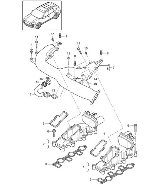 Diagram 107-060 Porsche Cayenne Turbo S E-Hybrid V8 4.0L 550Hp 