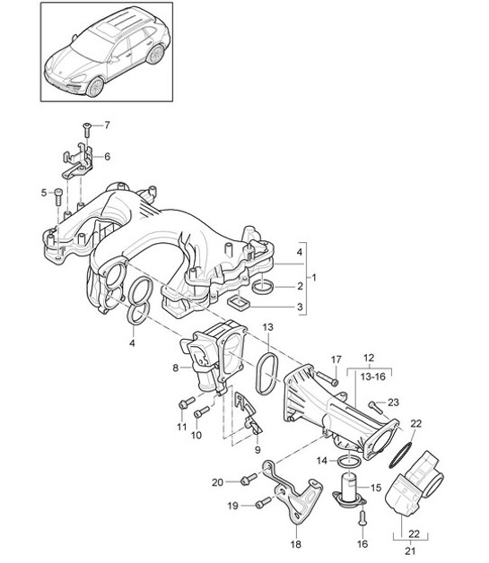 Diagram 107-062 Porsche 964 (911) TURBO 3.6L 1991-93 Engine