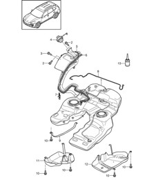 Fuel tank with: Accessories (PR:2G1,2G3, 2G4,2G7,2G8, 0K0,0K1) Cayenne 92A (958) 2011-18 Fuel tank with: Accessories (PR:2G1,2G3, 2G4,2G7,2G8, 0K0,0K1) Cayenne 92A (958) 2011-18