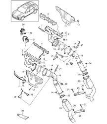 Système d'échappement / Collecteurs d'échappement / Convertisseur catalytique (PR:D6V) Cayenne 92A (958) 4.8L 2011-18