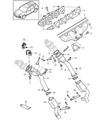 Système d&#39;échappement / Collecteurs d&#39;échappement / Convertisseur catalytique (PR:D58,DT1, DT5) Cayenne 92A (958) 4.8L 2011-18