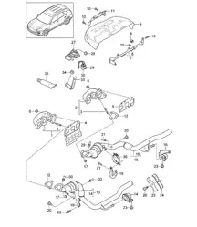 Système d'échappement / Collecteurs d'échappement / Convertisseur catalytique (PR-0GG,7GB, 7GH,7MG,7MJ+ G1G+D34) Cayenne 92A (958) 3.6L 2011-18