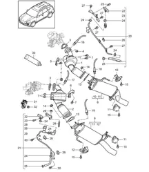 Système d'échappement / Tuyau d'échappement / avec : Catalyseur / Filtre à particules diesel / Ligne de commande (PR:DD8,0GG, 7MJ) Cayenne 92A (958) 4.2L DIESEL 2011-18