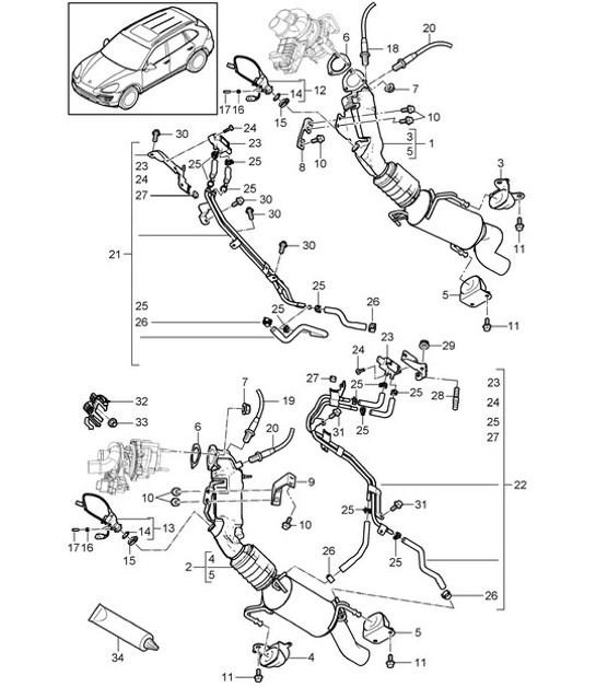 Diagram 202-027 Porsche Cayenne E-Hybrid Coupe V6 3.0L 470Hp 