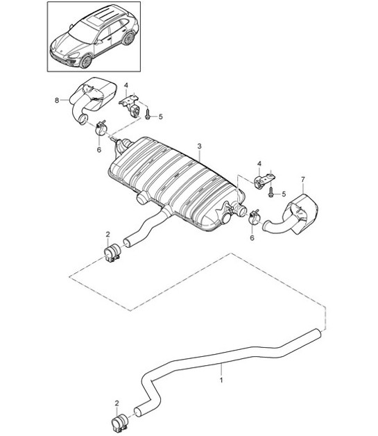 Diagram 202-050 Porsche Macan (95B) MK1 (2014-2018) Fuel System, Exhaust System