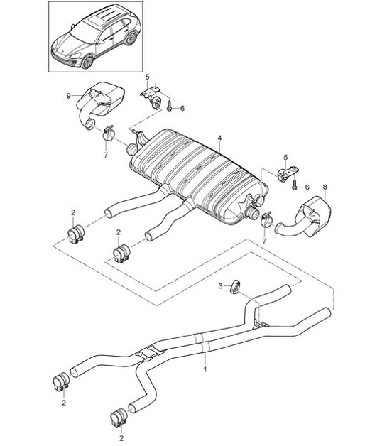 Diagram 202-057 Porsche Cayman S / R 3.4L 987C MKII 2009-12 Fuel System, Exhaust System