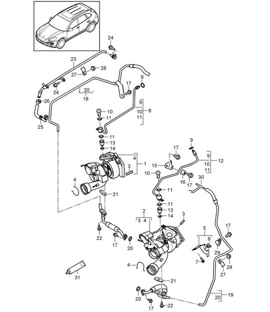 Diagram 202-060 Porsche Cayman 2.7L 987C 2006-08 Fuel System, Exhaust System