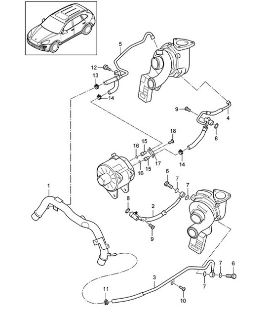 Diagram 202-090 Porsche Cayenne Turbo 4.5L 2003>> Fuel System, Exhaust System