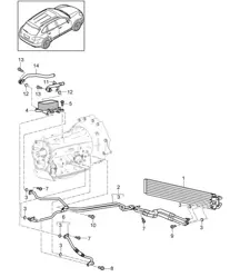 Tiptronic / Refroidisseur d'huile de transmission / Radiateur / Tuyau d'huile (PR:D19,G1G) Cayenne 92A (958) 3.0L HYBRID 2011-18