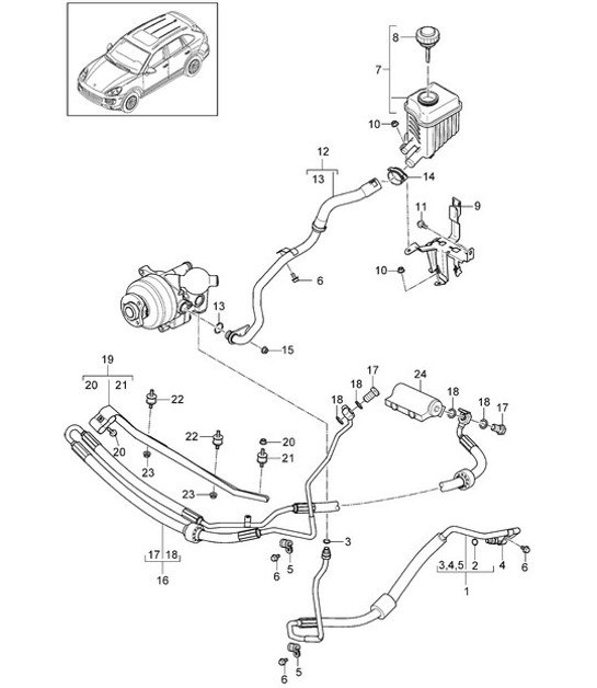 Diagram 402-032 Porsche Cayman 2.9L 987C MKII 2009-12 Front Axle, Steering 