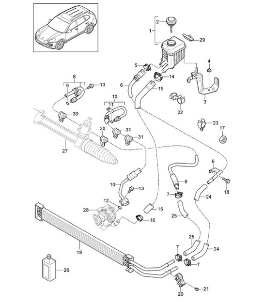 Diagram 403-010 Porsche Macan Petrol 2.0L V4 237Bhp Front Axle, Steering 