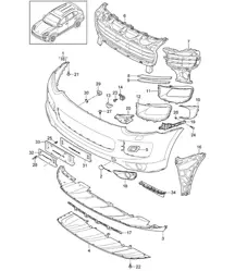 Frontstoßstange - 2. GENERATION - Basis (PR:DV7,D1V, D43,D50,D11, D19,D34,DU2, DD8,D51) Cayenne 92A (958) 2015>>