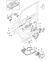 Manija de puerta / Cerradura de puerta - TRASERA - Cayenne 92A (958) 2015&gt;&gt;
