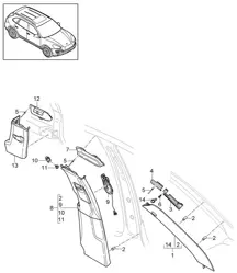 Verkleidung / A-Säule / B-Säule / C-Säule / und Deformationselement - OBEN - Cayenne 92A (958) 2011-18