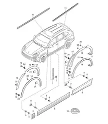 Decorative fittings - lower outer - (PR:GP1) Cayenne 92A (958)  2015>>