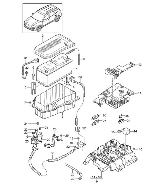 Diagram 902-004 Porsche Cayenne S/GTS 4.8L 2007>> Electrical equipment