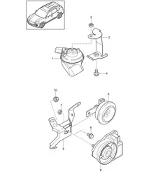Fanfarria / Bocina / Bocina de alarma Cayenne 92A (958) >>2014