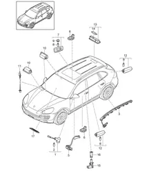 Luci interne / Lampada bagagliaio / Spia porta / Luce vano piedi / Luce / Specchio esterno Cayenne 92A (958) >>2014