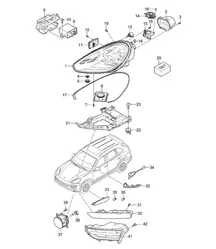 Scheinwerfer LED / Blinker / Nebelscheinwerfer (PR:8EX,8EY, 8IS) Cayenne 92A (958) 2015>>