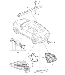 Feu arrière / Feu stop supplémentaire / Eclaireur de plaque Cayenne 92A (958) 2015>>