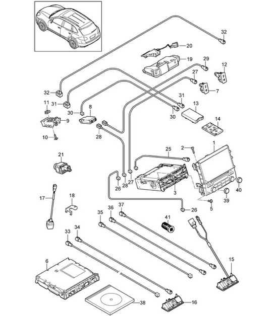 Diagram 911-001 Porsche Cayman S 3.4L 987C 2005-08 Electrical equipment