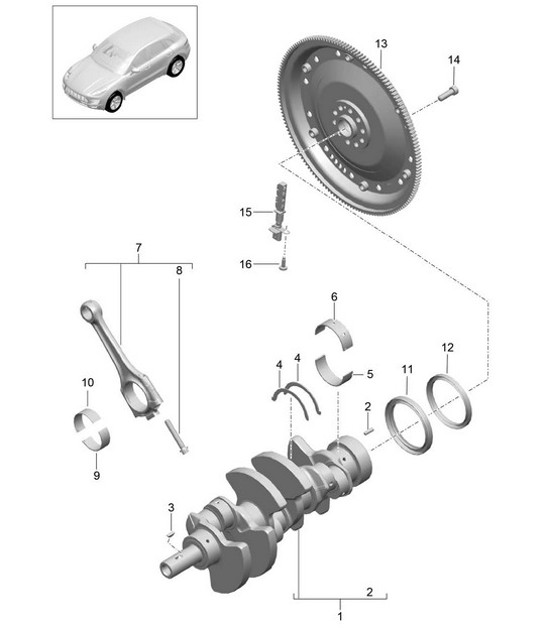 Diagram 102-000 Porsche 997 (911) MK1 2005-2008 Engine