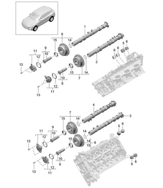 Albero a camme (Modello: CTMA,CTM, DCNA,DCN, DHKA,DHK) 95B.1 Macan 3.0L / 3.6L 2014-18