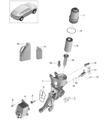 Boîtier conducteur d'huile / Filtre à huile / Refroidisseur d'huile (Modèle : CNCC,CNC, CYNA,CYPA, CYP,CYNB) 95B.1 Macan 2.0L 2014-18