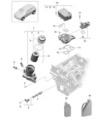 Bride de filtre à huile / Refroidisseur d'huile (Modèle : CDUD,CTBA, CTBB,CTBC) 95B.1 Macan 3.0L Diesel 2014-18