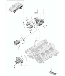 Bomba de refrigerante / Caja de termostato (Modelo: CTMA,CTM, CTLA,CTL, DCNA,DCN, DHKA,DHK) 95B.1 Macan 3.0L / 3.6L 2014-18 Bomba de refrigerante / Caja de termostato (Modelo: CTMA,CTM, CTLA,CTL, DCNA,DCN, DHKA,DHK) 95B.1 Macan 3.0L / 3.6L 2014-18
