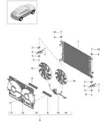 Système de refroidissement du liquide de refroidissement / Refroidisseur pour liquide de refroidissement (Modèle : CNCC,CNC, CYNA,CYPA, CYP,CYNB+ PR:-B0N) 95B.1 Macan 2.0L 2014-18