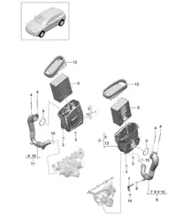 Air filter with connecting parts (Model: CTMA,CTM, CTLA,CTL, DCNA,DCN, DHKA,DHK) 95B.1 Macan 3.0L / 3.6L 2014-18