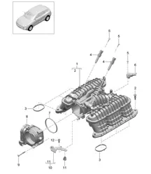 Distributeur d'air d'admission / Adaptateur de papillon des gaz (Modèle : CTMA,CTM, CTLA,CTL, DCNA,DCN, DHKA,DHK) 95B.1 Macan 3.0L / 3.6L 2014-18