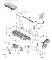 Collecteur d'admission / Adaptateur de papillon des gaz / Boîtier de guidage d'air (Modèle : CNCC,CNC, CYPA,CYP) 95B.1 Macan 2.0L 2014-18