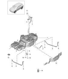 Kraftstofftank mit: Zubehör (Modell: CTMA,CTM, CTLA,CTL, CNCC,CNC, CYNA,CYPA, CYP,CYNB, DCNA,DCN, DHKA,DHK) 95B.1 Macan 2.0L / 3.0L / 3.6L 2014-18