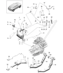 Système d'échappement / Tuyau d'échappement / avec : / Convertisseur catalytique / Filtre à particules diesel / Ligne de commande (Modèle : CTBA,CTBB, CTBC) 95B.1 Macan 3.0L Diesel 2014-18
