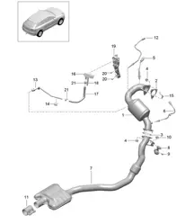 Système d'échappement / Tuyau d'échappement avec : / Catalyseur / Filtre à particules diesel / Ligne de commande (Modèle : CDUD) 95B.1 Macan 3.0L Diesel 2014-18