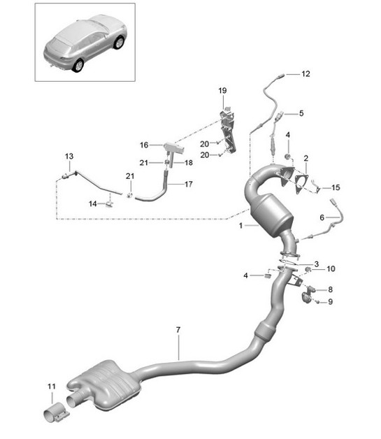 Diagram 202-040 Porsche Cayman S 3.4L 987C 2005-08 Fuel System, Exhaust System