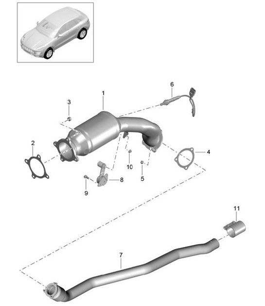 Diagram 202-045 Porsche Cayman S 3.4L 987C 2005-08 Fuel System, Exhaust System