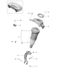Ressort pneumatique / jambe de suspension, complet (PR:1BK) 95B.1 Macan 2014-18