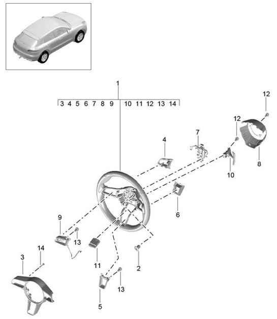 Diagram 403-005 Porsche Cayman 987C/981C (2005-2016) Front Axle, Steering 