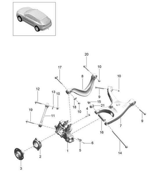 Diagram 501-000 Porsche Cayenne Turbo S V8 4.8L Petrol 550HP Rear Axle